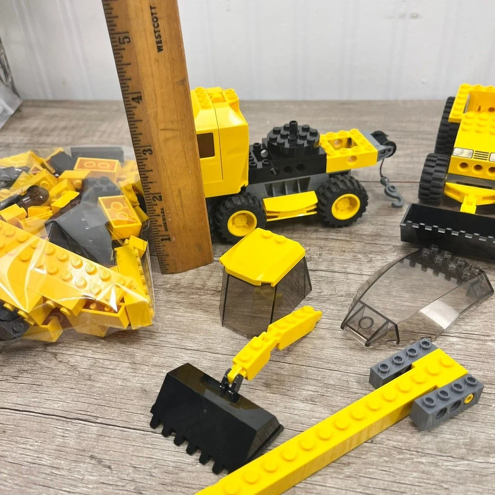 LEGO City Construction Vehicle Lot Yellow Black Trucks Crane Bricks Mixed Bulk